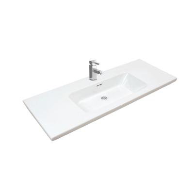 China Modern White Color Long Height Cabinet Vanity Ceramic Basin for sale