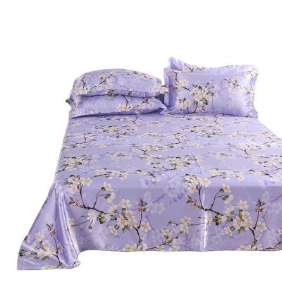 China Viable Soft Satin Silk Sheet Sets Print Home Satin Flower Silk Sheet For Bed Sheet Bedding Set for sale