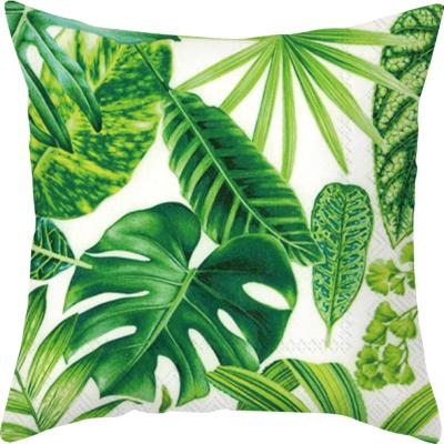 China PORTABLE Home Decorative Leaf Plant Green Pillow Case Square Rainforest Canvas Pillows Cushion Case Cover Green Leaves Pillowcase for sale