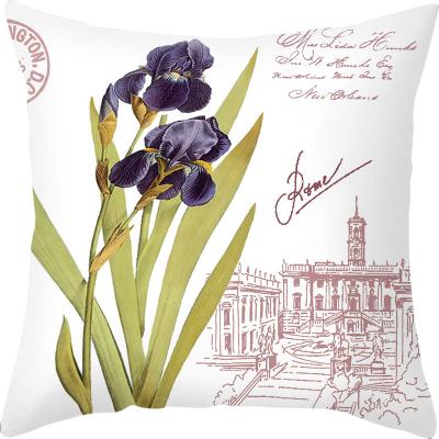 China PORTABLE Canvas Pillow Case Cotton Flower Plant Design Cushion Cover Cushion Cover Home Decorative Seat Pillow Shape for sale