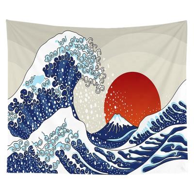 China Guest Room Minimalist Tapestry Throws Wall Hanging Wave Background Wall Hanging Bohemian Tapestry for sale