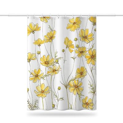 China Viable Factory Wholesale Custom Flower Printed Elegant Shower Curtains Bathroom Shower Curtain for sale