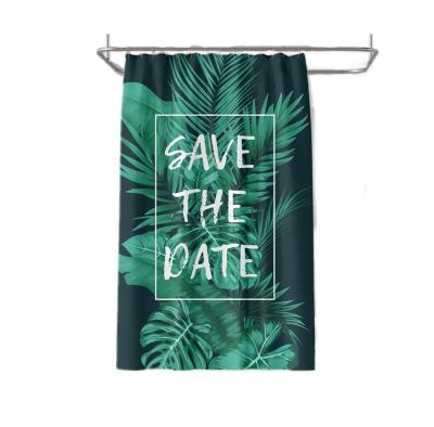 China Sustainable Tropical Green Botanical Luxury Plant Nature Shower Curtain Waterproof Bathroom Decor Shower Curtain for sale