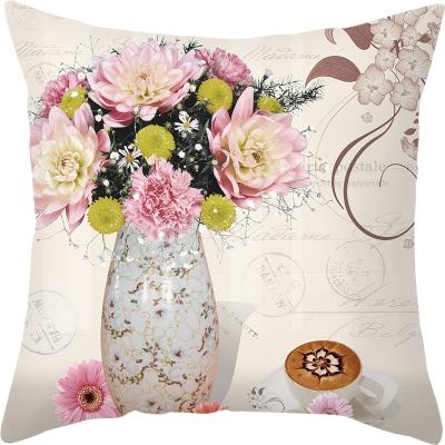 China Retro PORTABLE American European Custom Sofa Sublimation Cushion Cover Pillow Case Cover Peach Skin Plaid Case for sale