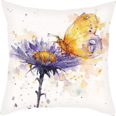 China 2021 Customs PORTABLE Pillow Case Cover Flower Butterfly Rose Printed Decorative Cushion Cover Pillow Case for sale