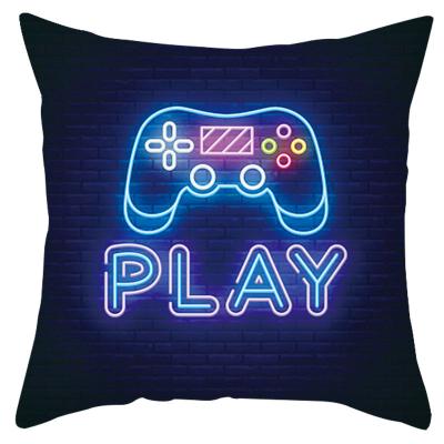 China PORTABLE canvas color printed handle peach skin sofa throw pillow case game handle series throw blanket for sale