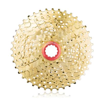 China MTB Bike Sprockets 9 Speeds Gold Color WIDE RATIO 11-40T Splined Bicycle Cassettes Hubs 9 Speed ​​Freewheel for sale