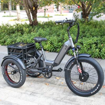 China Kuake 1000w Fat Tire 3 Pedal Powered Tricycle Aluminum Alloy Wheel Electric Bike For The Elderly for sale