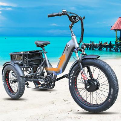 China 26*4.0 Tire Aluminum Alloy Kuake Fat Bike Beach Tricycle 3 Wheel Electric Mountain Bike Fat Tire Bicycle for sale