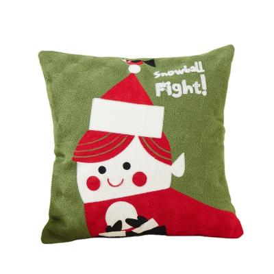 China Indoor/Outdoor Christmas Decor Canvas Embroidery Cotton Tile Holiday Decor Cushion Cover Anti-pilling for sale