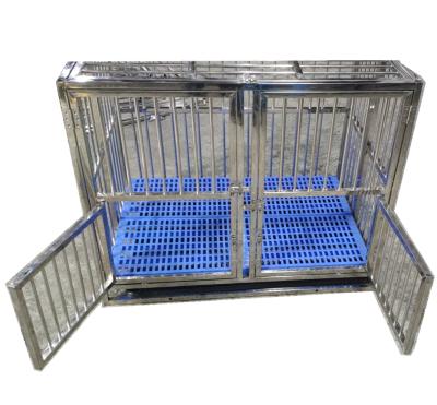 China Sustainable Veterinary Silver Dog Crate Stainless Steel Dog Cage Stackable Puppy Cage With Large Size Testing for sale