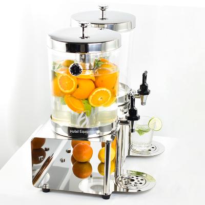 China Double Tank With Ice Cold Tube 2x8L Two Tank Drink Juice Dispenser For Buffet for sale