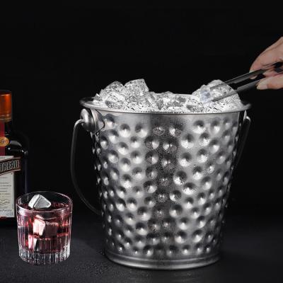 China Silver Metal Stainless Steel Handmade Hammered Ice Buckets Ice Wine Fridge 0.8L-7L for sale