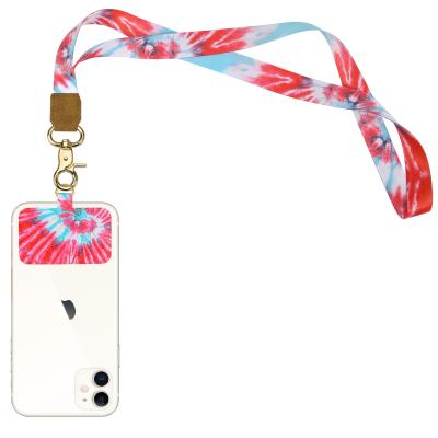 China Custom Wholesale Personalized Eco-Friendly Colorful Silk Printing Neck Phone Lanyard Phone Lanyard Lanyards With Cloth Pad for sale