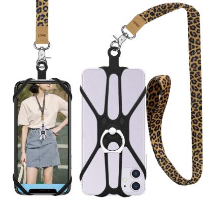 China With Elastic Silicone Ribbon Mobile Phone Straps Long Lanyard Necklace Shoulder Neck Strap Silicone Rope Cell Phone Lanyard Universal Low Price Promotion For Women for sale