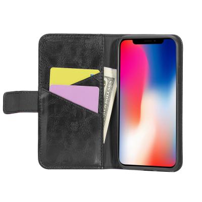 China Universal Smart Anti-fall Stripe Patchwork Phone Cover PU Wallet Style Flip Leather Phone Case For iPhone X for sale