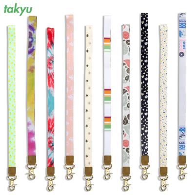 China Detachable Mobile Phone Lanyard Neck Strap Lanyard Fabric Floral Style Phone Lanyard Card Holder Lanyards for sale