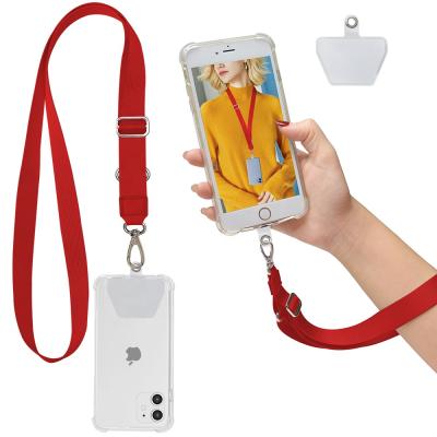 China With 3m Sticker Phone Connector Promotional Custom Heat Transfer Printed Polyester Lanyard Cell Phone Lanyard Keychain Cord For iphone 12 for sale