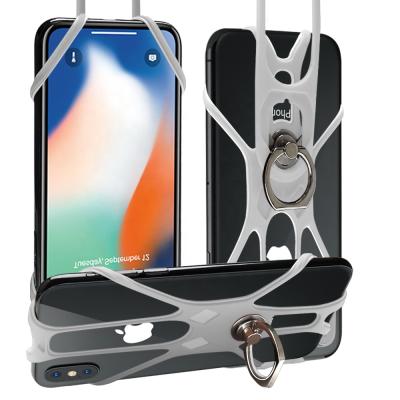 China Universal Silicone Lanyard Mobile Phone Holder Stand Silicone Neck Strap Smartphone Case For iPhone No Logo for sale