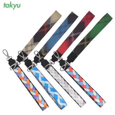 China Custom Printed Durable Polyester Hand Wrist Strap Lanyard Key Chain Cell Phone Short Mobile Lanyard With Connecting Strap for sale