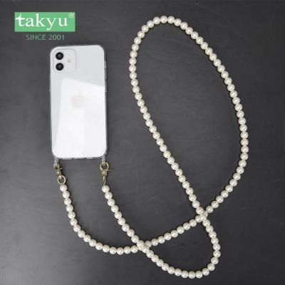 China Wholesale Fashion Detachable Phone Lanyard Factory Acrylic Beads Handmade Pearl Beads Phone Strap Chain For Mobile Phone for sale