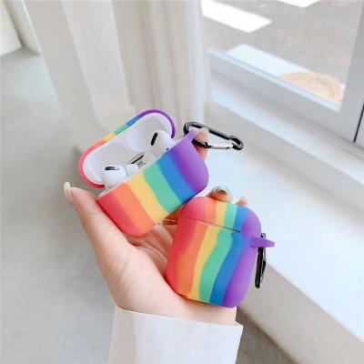 China Support Radio Filling Hot Selling 2021 New Waterproof Protector Rainbow Soft Silicone Case Accessories For Apple A IR Pods for sale