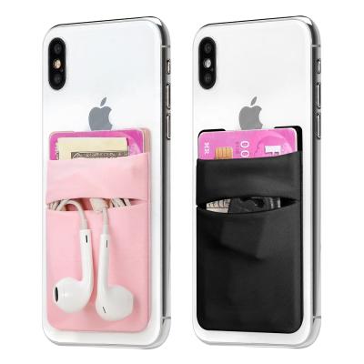 China Anti-fall Best Selling Double Lycra Cloth Mobile Phone Card Holder Credit Card Holder Adhesive for Phone Back for sale