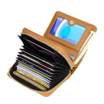 China Women Purse Factory RIFD Card Slots Holder Cover Clutch Leather Wallet With Card Holder Zipper Pocket Purse for sale