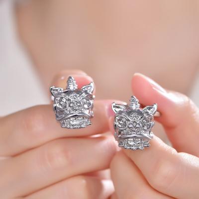 China Willow Cufflinks Set of Elements Silver Chinese Lion Dance Design Men's Gift High Quality Custom Made Chinese Size for sale