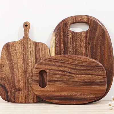 China Factory price viable wholesale acrylic handmade natrual acacia wood cutting board with handle set for sale