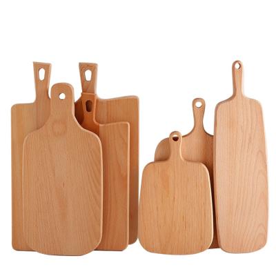 China Viable Wholesale OEM Customized Cheap Kitchen Natural Organic Beech Wood Serving Breakfast Cutting Cutting Board With Handle for sale