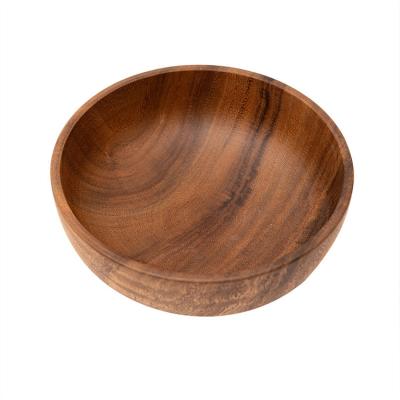 China 2021New Design Viable Japanese Adult Children Salad Fruit Soup Noodle Dough Wooden Bowl Printed Logo Creative Acacia Wood Bowl for sale