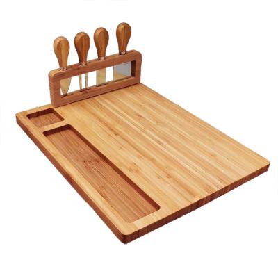 China Viable hot sale bamboo cutting board with trays, slate cheese cutting board set and knife set for sale