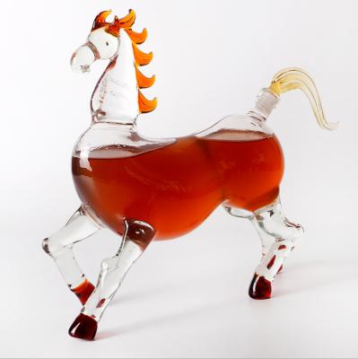 China Beverage Wine Bottle Transparent Horse Shape High Borosillcate High Transparency Glass Cheap Wine Bottle for sale