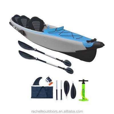 China Drop stitch & 2021 PVC New Trend Wholesale Inflatable Drop Point Fishing Canoe Kayak Rowing Paddle Boat For 1-3 Person for sale