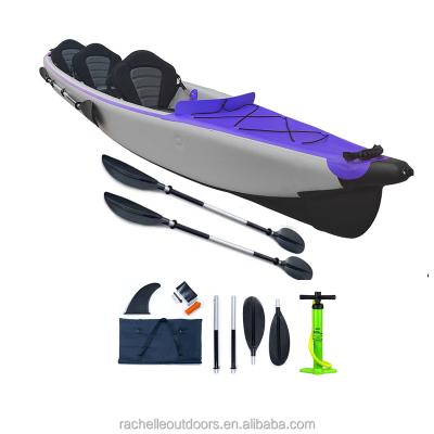 China Drop stitch & Quick Drop Point PVC Expedition Kayak Fishing Canoe Pontoon Rowing Boat Inflatable Air Folding Kayak with Adjustable Seat for sale