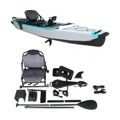 China PVC & Drop Point Rachelle Factory CustomInflatable Pontoon BoatSit On Top Foot Pedal Kayak Canoes For Fishing And Recreation for sale