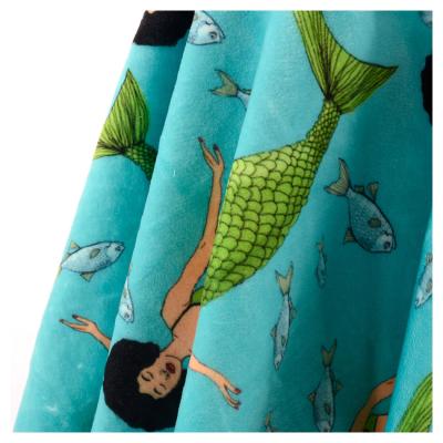 China Other Check Sea Mermaid Top Quality Flannel Printed For Knitting Fabric 20s Blanket In Roll for sale