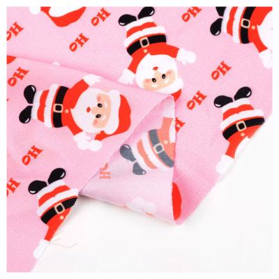 China Other small santa claus pink 100 polyester woven chiffon printed fabric for dress fabric for sale