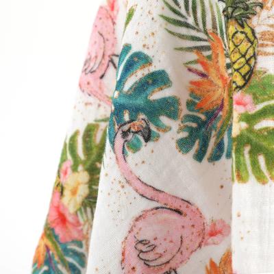 China Other Factory Price Dress Use Custom Style Tropical Flamingo Printed Cotton Fabric for sale