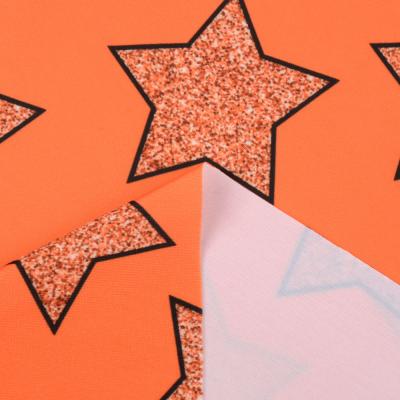 China Other Orange Glitter Stars 15 Spandex 85 Polyester Blended Fabric For Swimwear for sale