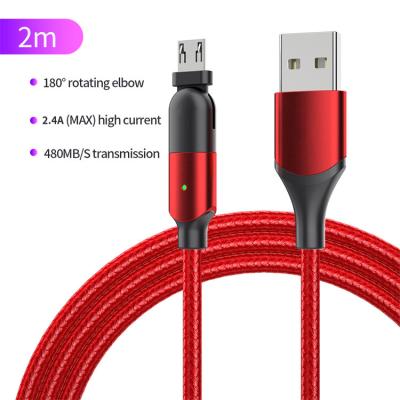 China MP3/MP4 Player 2.4 A Usb To Micro Usb B Micro Data Charger Cable Micro Usb Cable Extra Long 180 Degree Cable Tip for sale