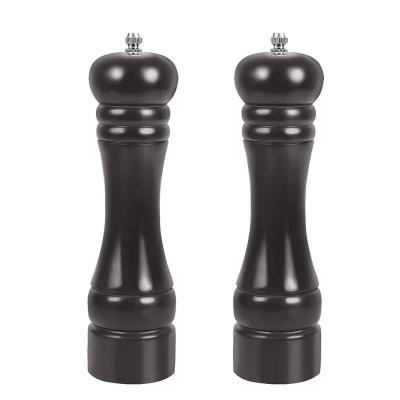 China Universal Black Stocked Wooden Salt Grinder Mills Manual Salt and Pepper Grinder and Pepper Grinder Sets for sale