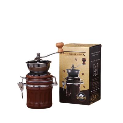 China Who respects the environment. Easy Wooden Handle Burr Coffee Bean Grinder Food Grade Ceramic Stainless Steel Manual Coffee Grinder for sale