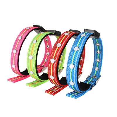 China Amazon Dog Collar Padded Magnetic Rechargeable Waterproof Led Dog Collar Cat Pet Multicolor Light Up for sale