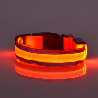 China Best Selling Custom USB LED Glow Nylon Battery Pet Flashlight Neoprene Padded Rechargeable Dog Collar for sale