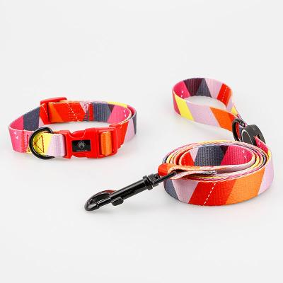 China Fashion Custom Padded Dog Collar Luxury Padded Fit All Size Dogs Harness Pet Products Nyon Collar And Leash Set for sale