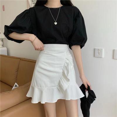 China Anti-static Hot Style Women Ruffles Skirt Lovely High Waist Shorts Soild Color Party A-Line Skirt for sale