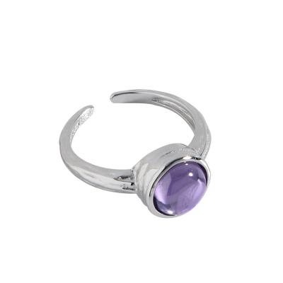 China Luxury Simple Style 925 Sterling Silver Amethyst Zircon Ring for sale