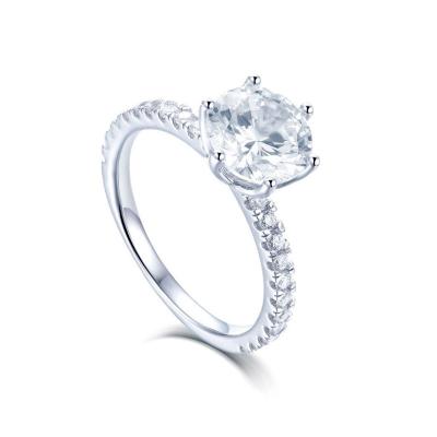 China Fashionable and high quality simple arrangement of 6 prongs around cubic zirconia 925 sterling silver engagement ring for sale